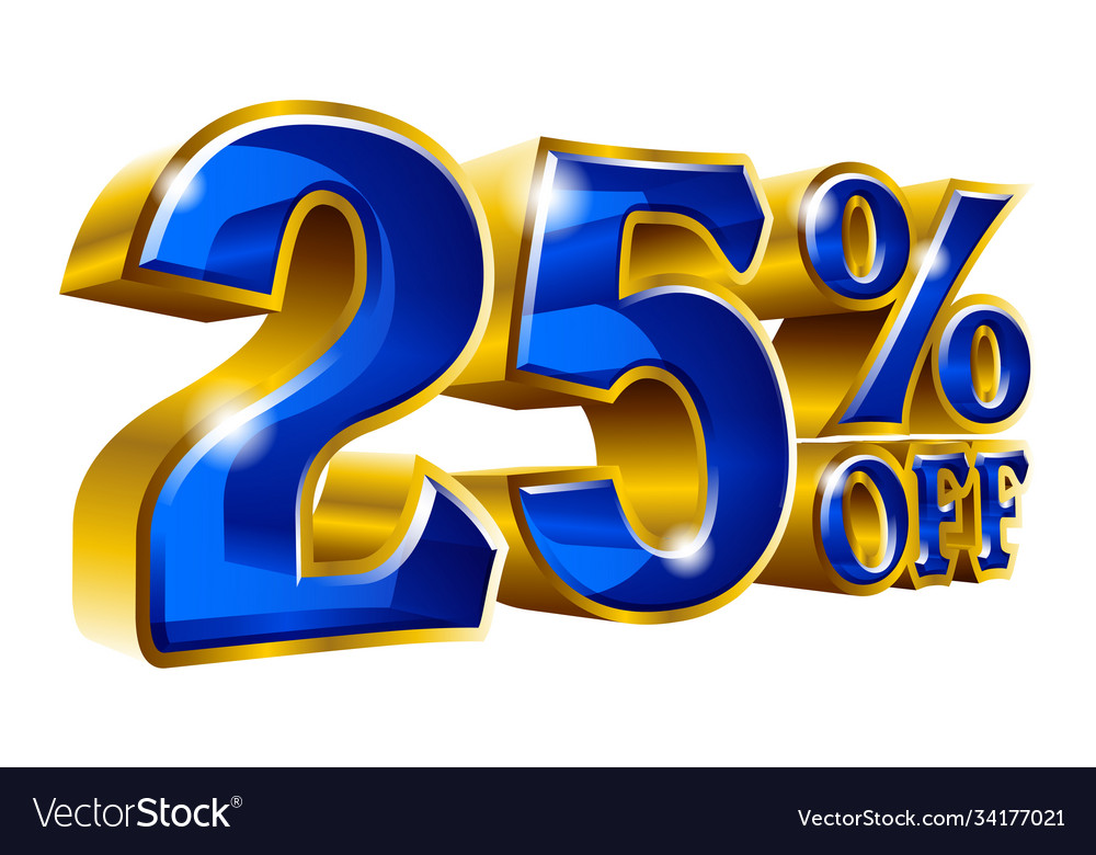 25 off - twenty five percent discount gold Vector Image