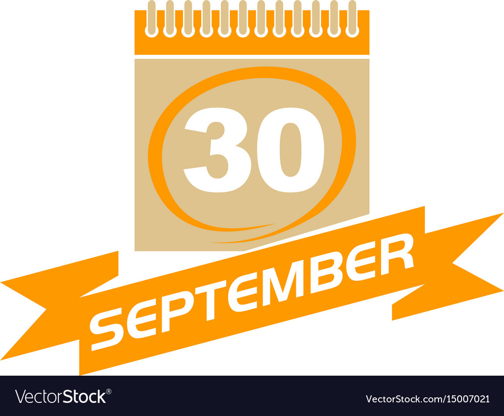 30 september calendar with ribbon