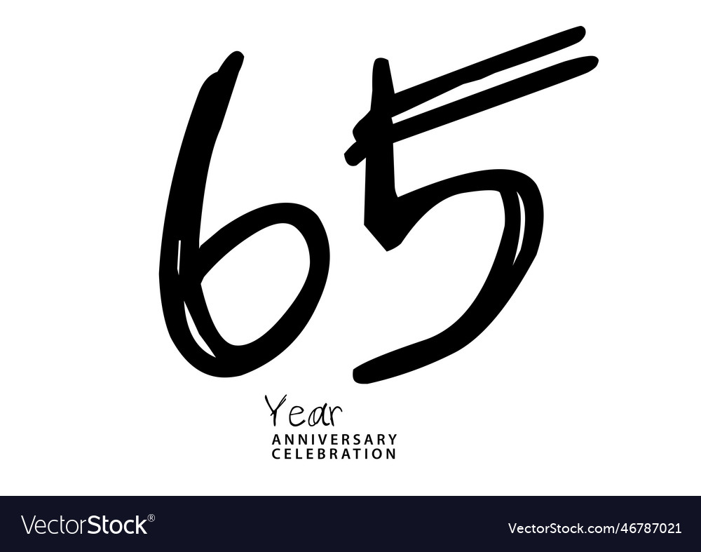 65 year anniversary celebration black color Vector Image