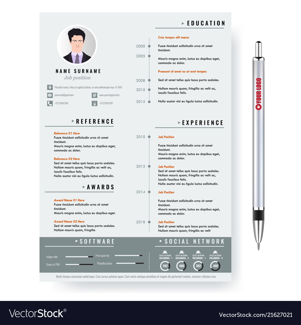 Creative minimalist cv resume template Royalty Free Vector