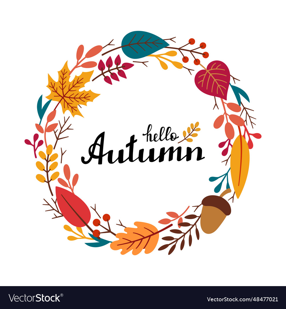 Decorative round frame with autumn elements