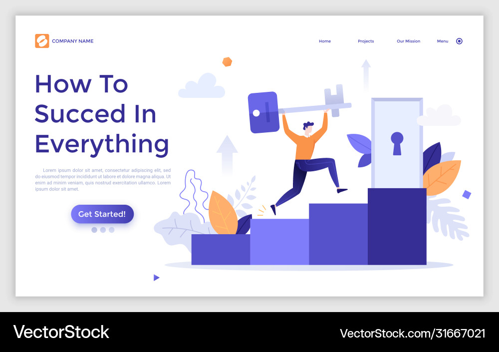 Flat landing page template Royalty Free Vector Image