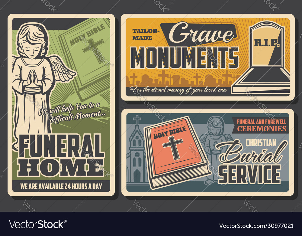 Funeral home crave monuments and burial service Vector Image