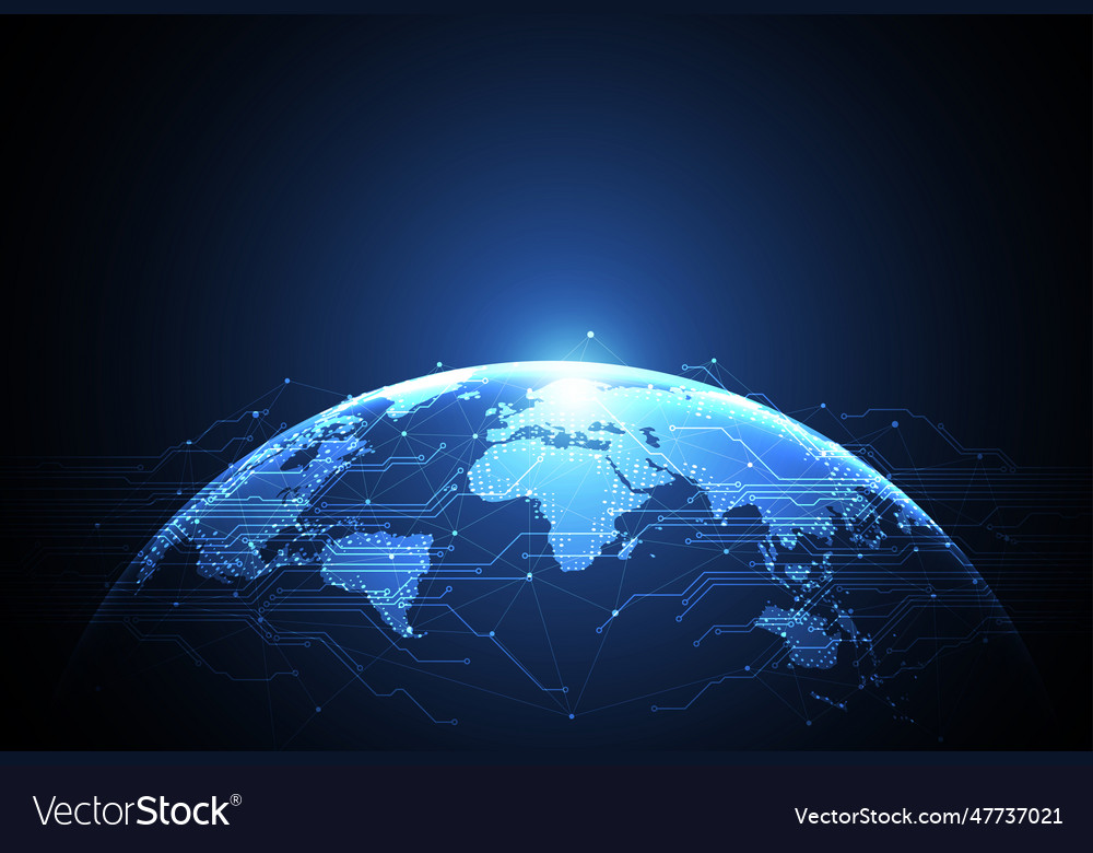 Global network connection world map point vector image Global network connection world map point