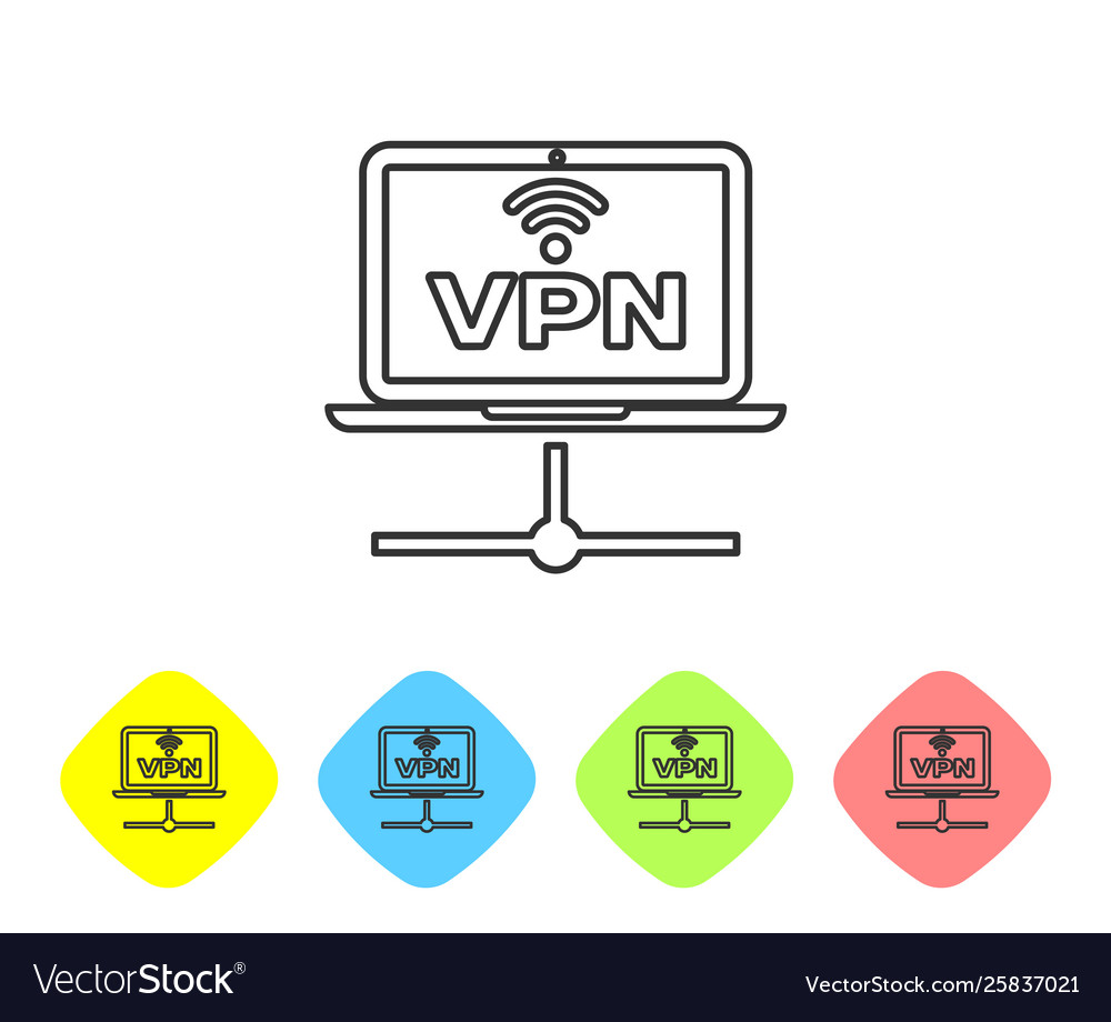 Grey vpn computer network line icon isolated Vector Image Grey vpn computer network line icon isolated