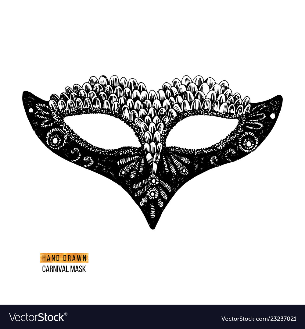 Hand drawn venetian carnival mask Royalty Free Vector Image