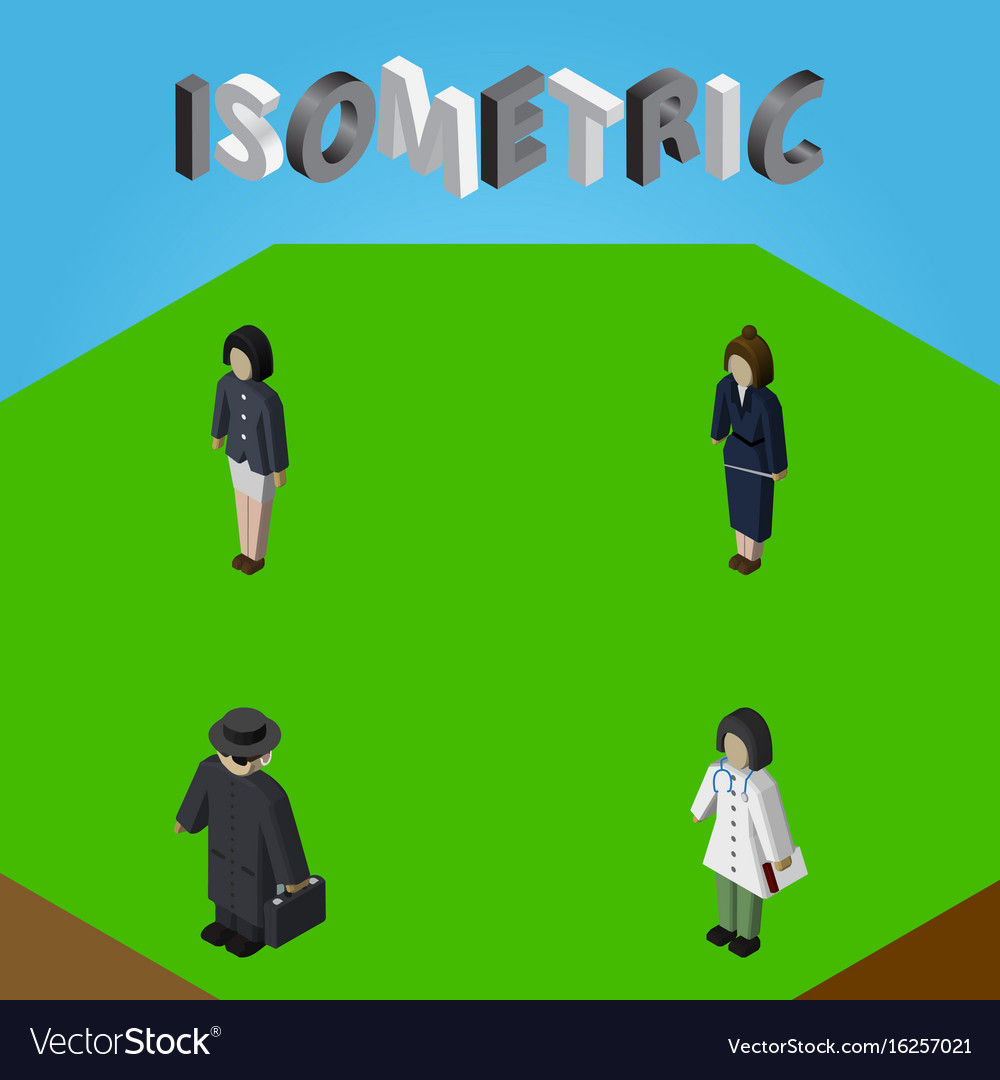 Isometric people set of doctor businesswoman