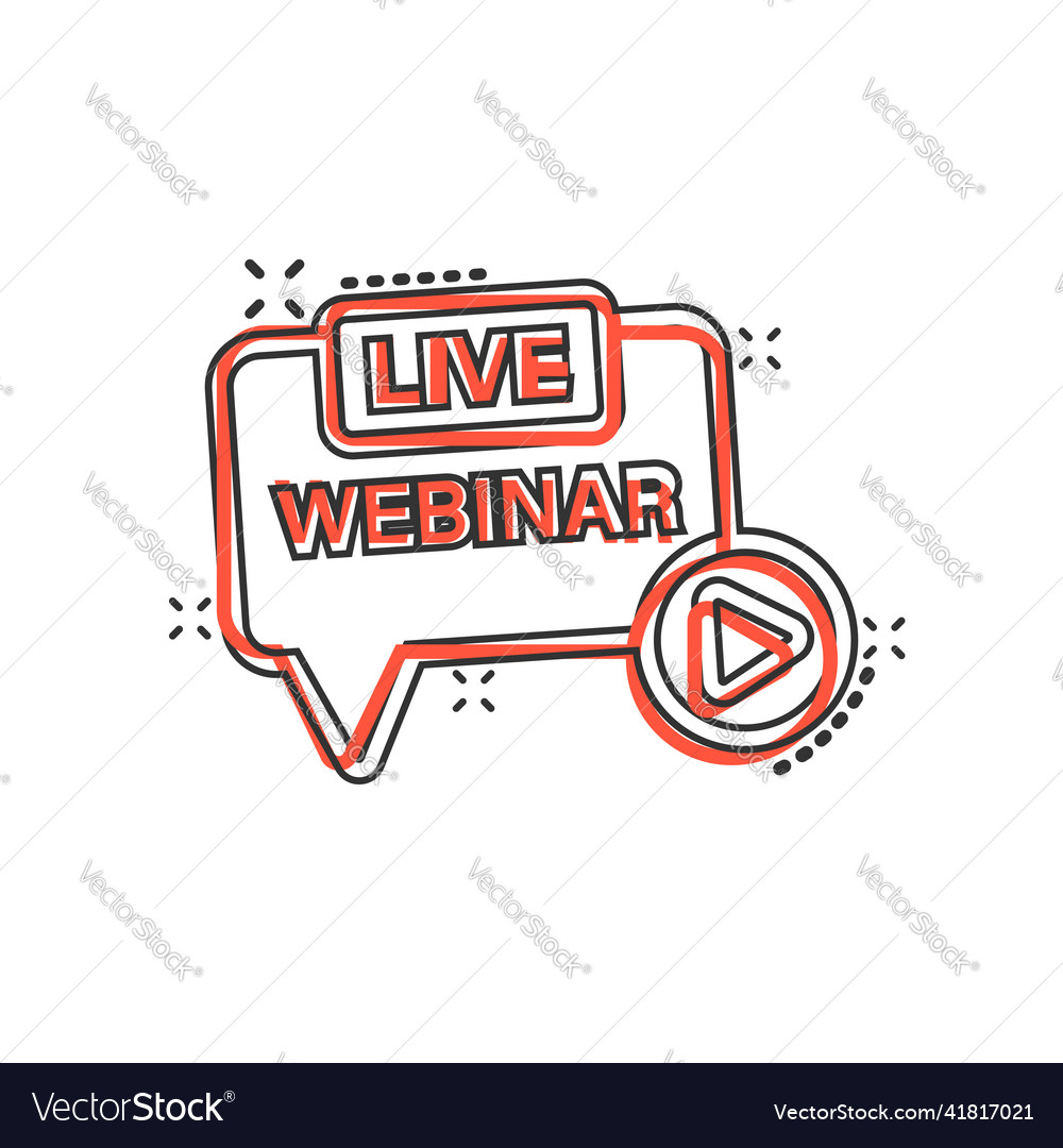 Live webinar icon in comic style online training