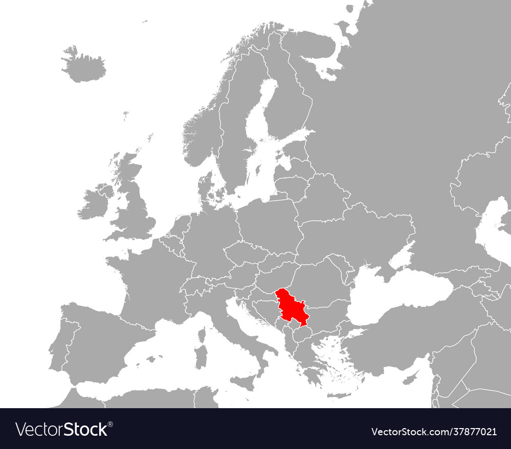 Map Serbia In Europe Vector 37877021 