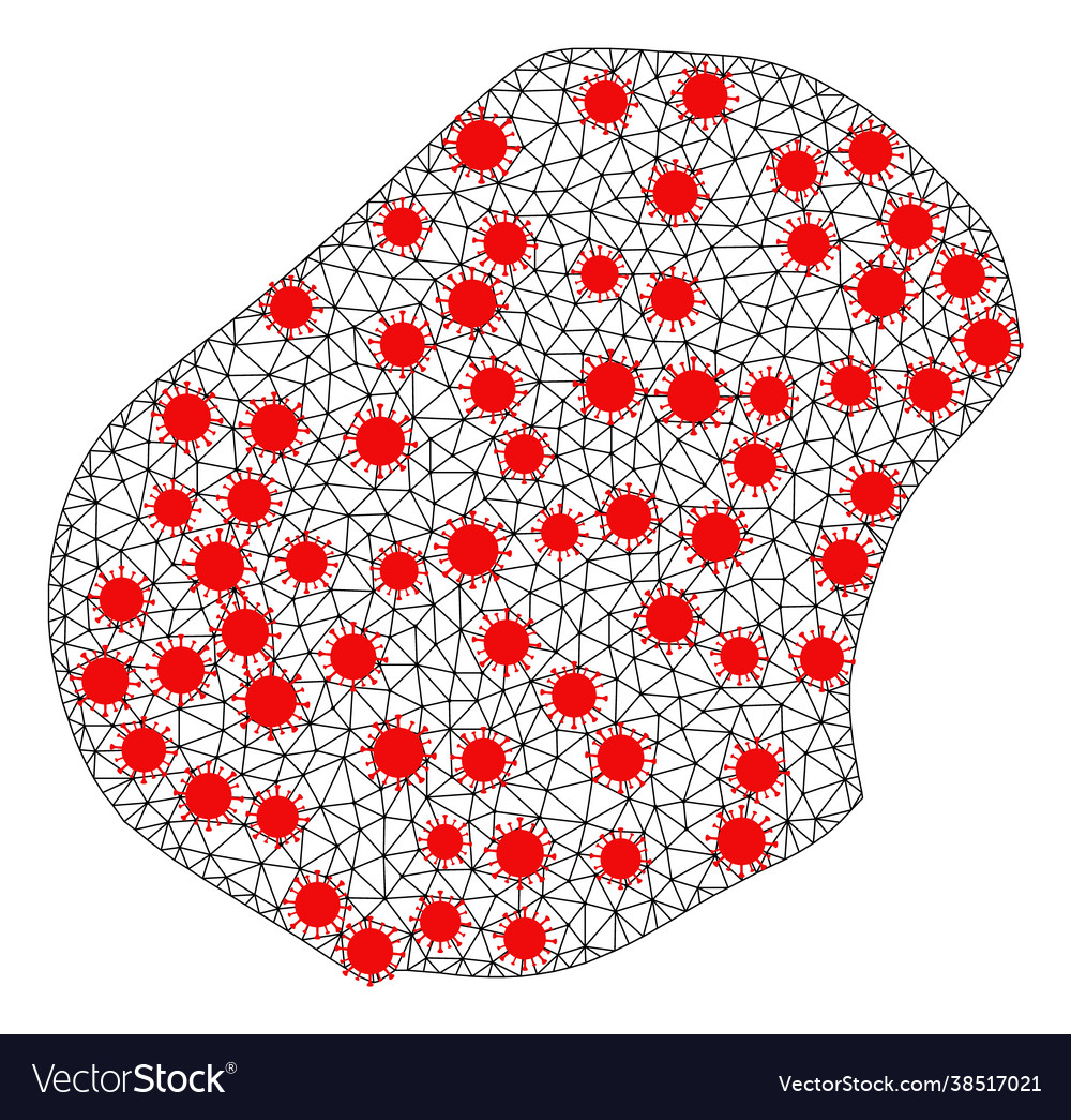 Mesh polygonal map nauru with red virus items