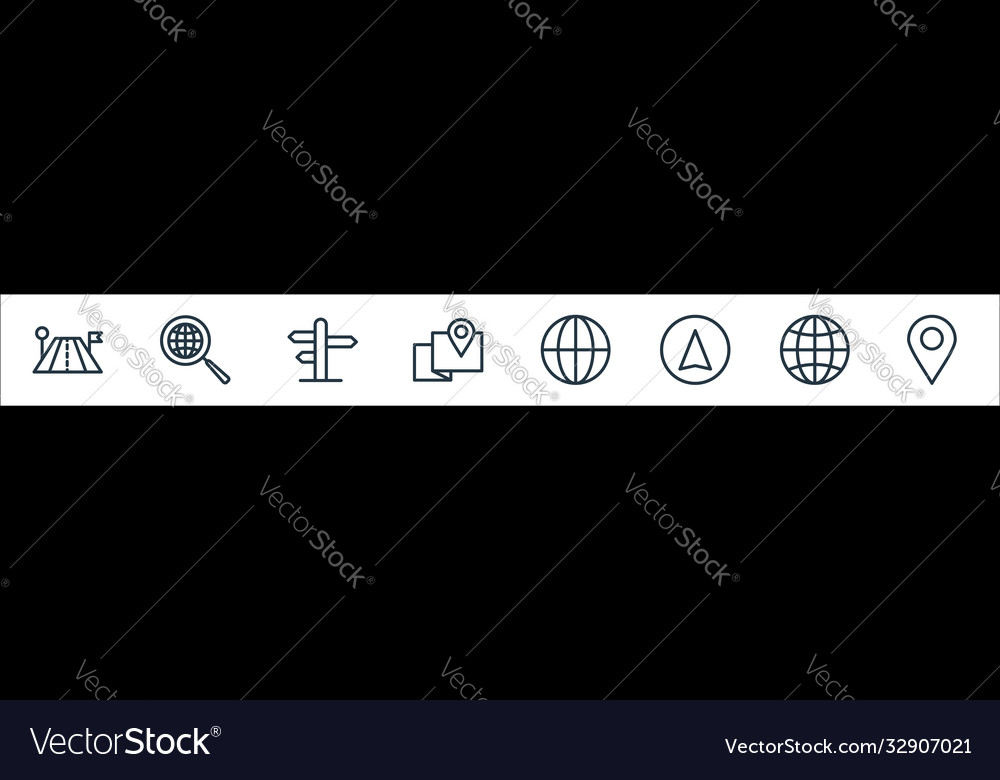 Navigation line icons linear set quality vector image Navigation line icons linear set quality