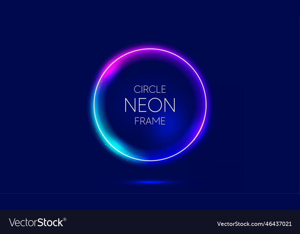 Neon light circle frame background abstract Vector Image