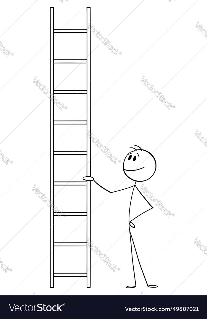 Person holding ladder cartoon stick figure Vector Image