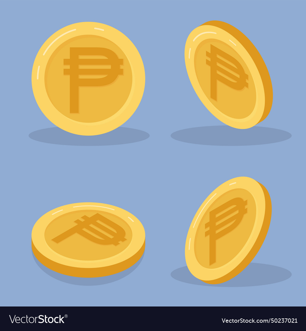 Peso gold cartoon coin Royalty Free Vector Image