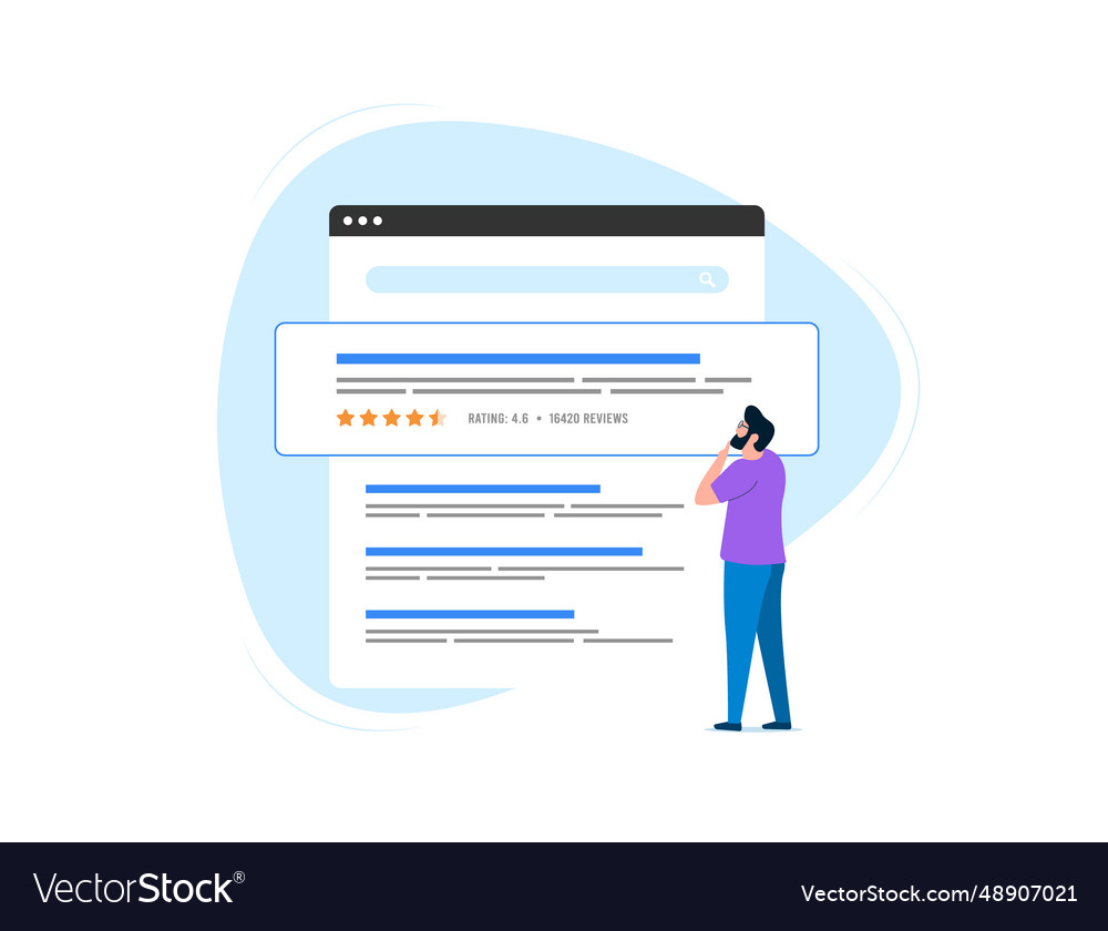 Review snippets concept serp features and rich Vector Image