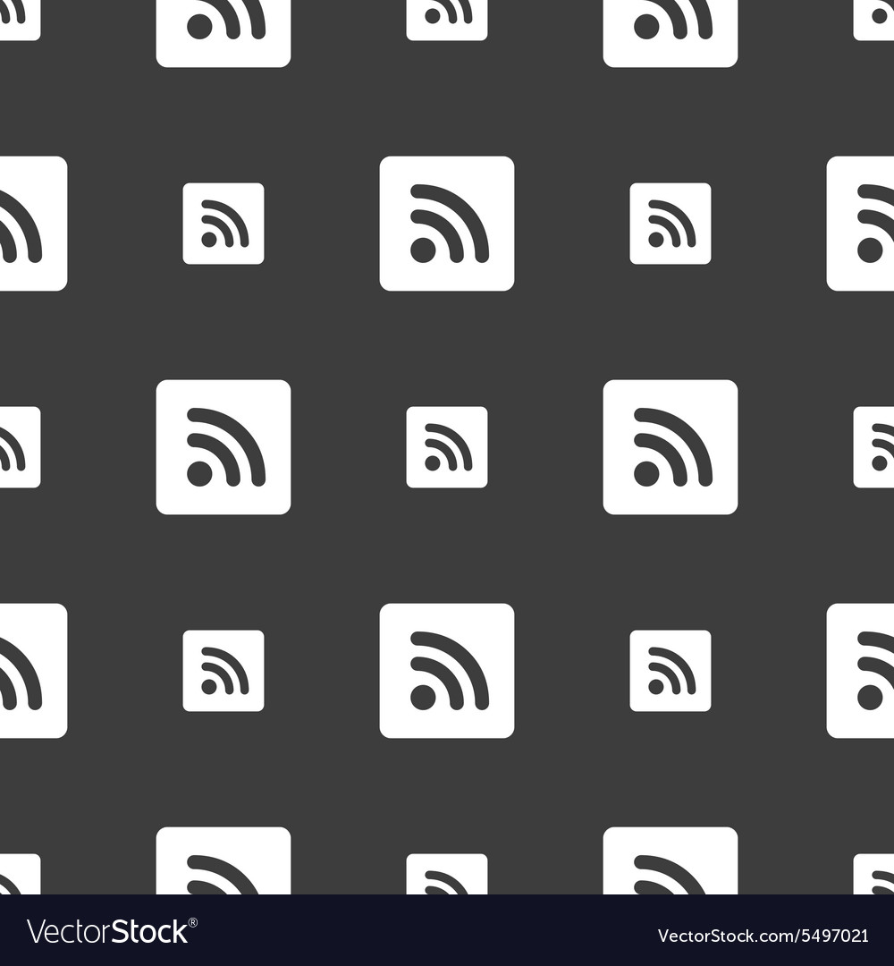 Rss feed icon sign seamless pattern on a gray