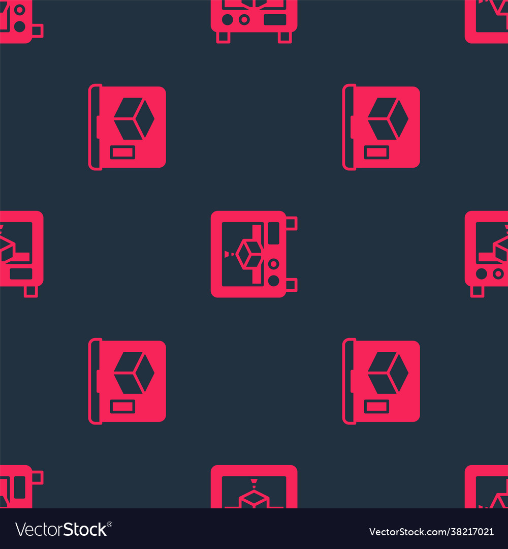 Set 3d printer and on seamless pattern vector image Set 3d printer and on seamless pattern