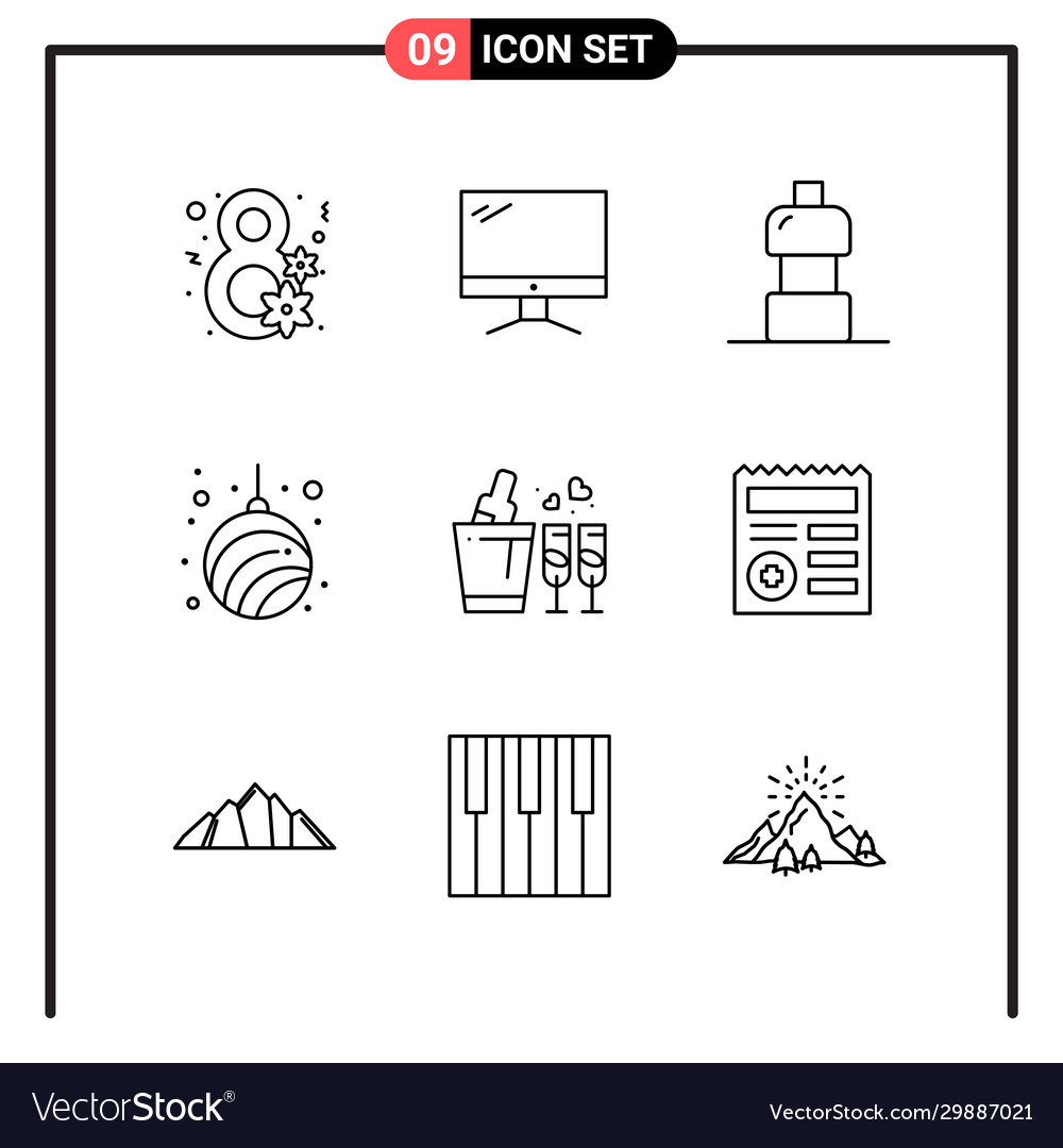 Set 9 line style icons for web and mobile vector image Set 9 line style icons for web and mobile