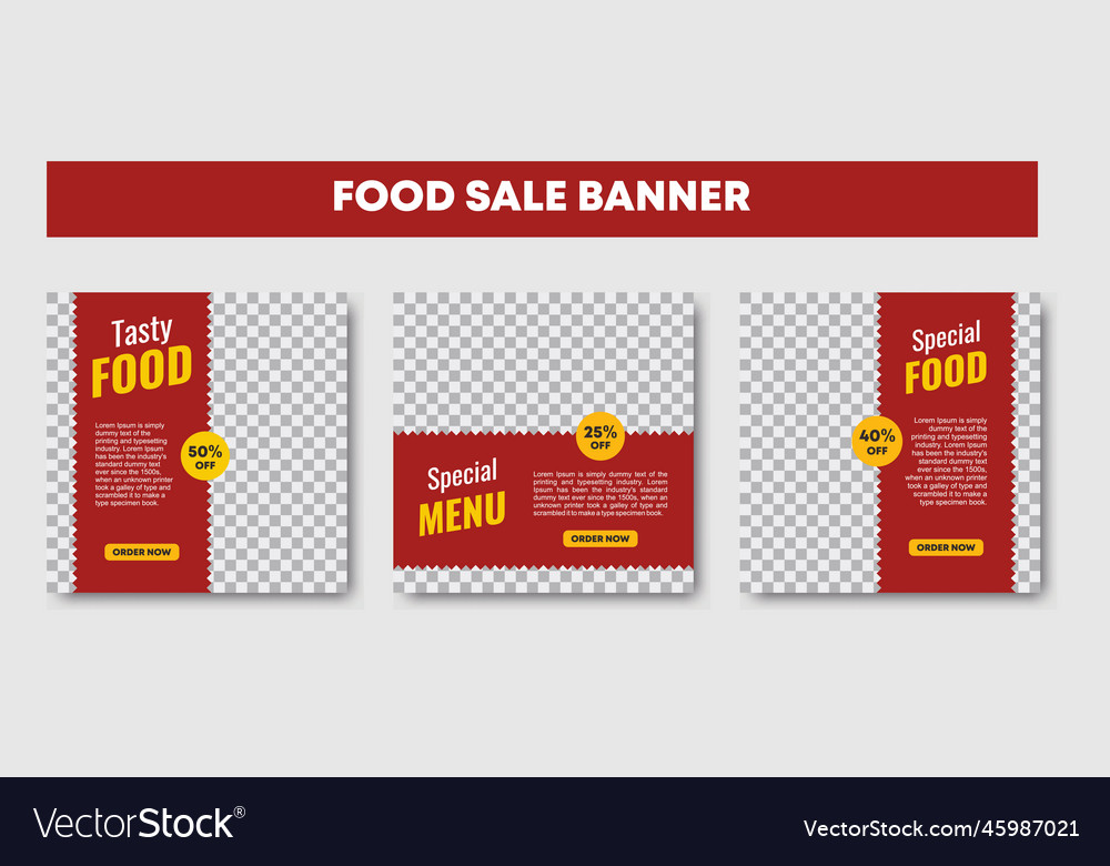 Set of editable square banner template design vector image Set of editable square banner template design