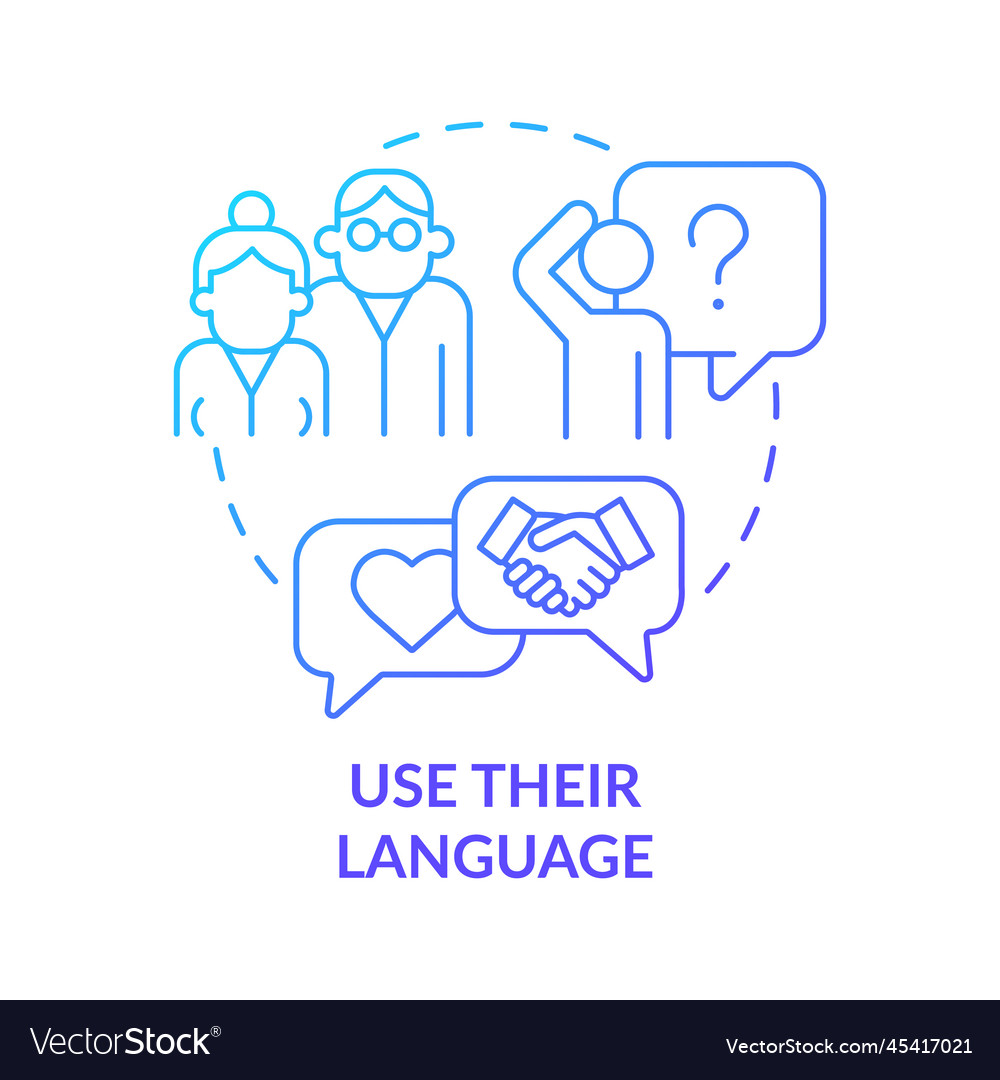 Use their language blue gradient concept icon Vector Image