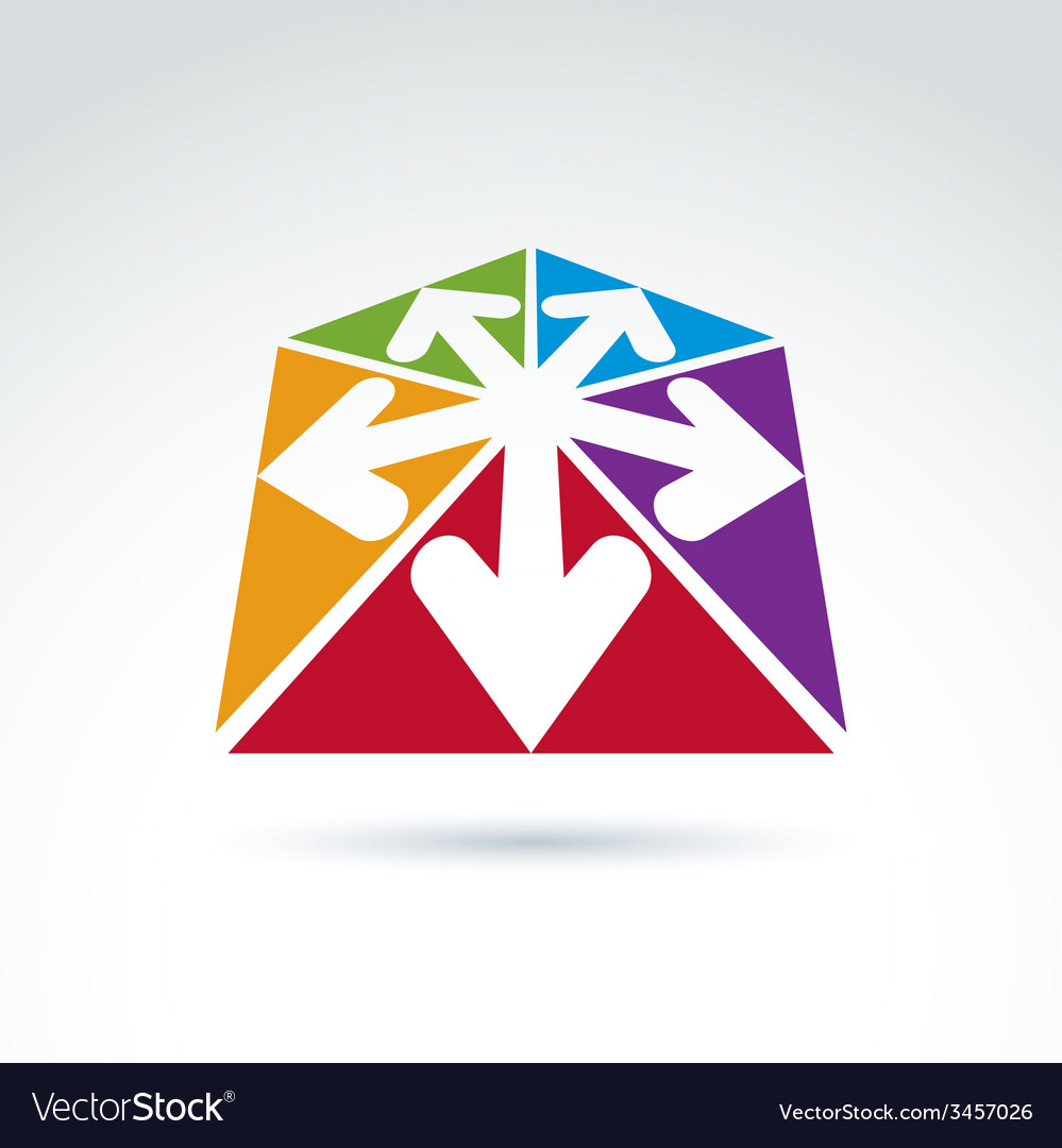 3d abstract emblem with multidirectional arrows