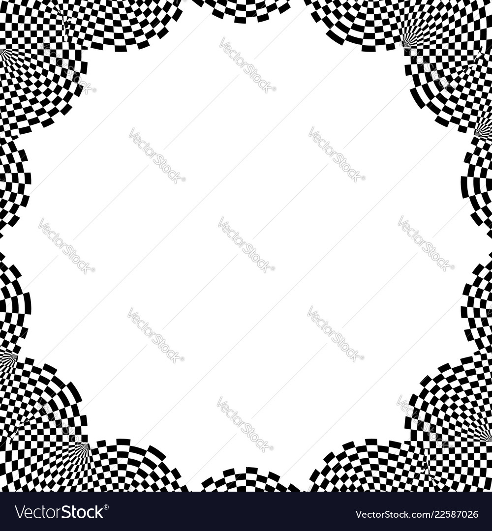 Checkered circular element abstract monochrome vector image Checkered circular element abstract monochrome