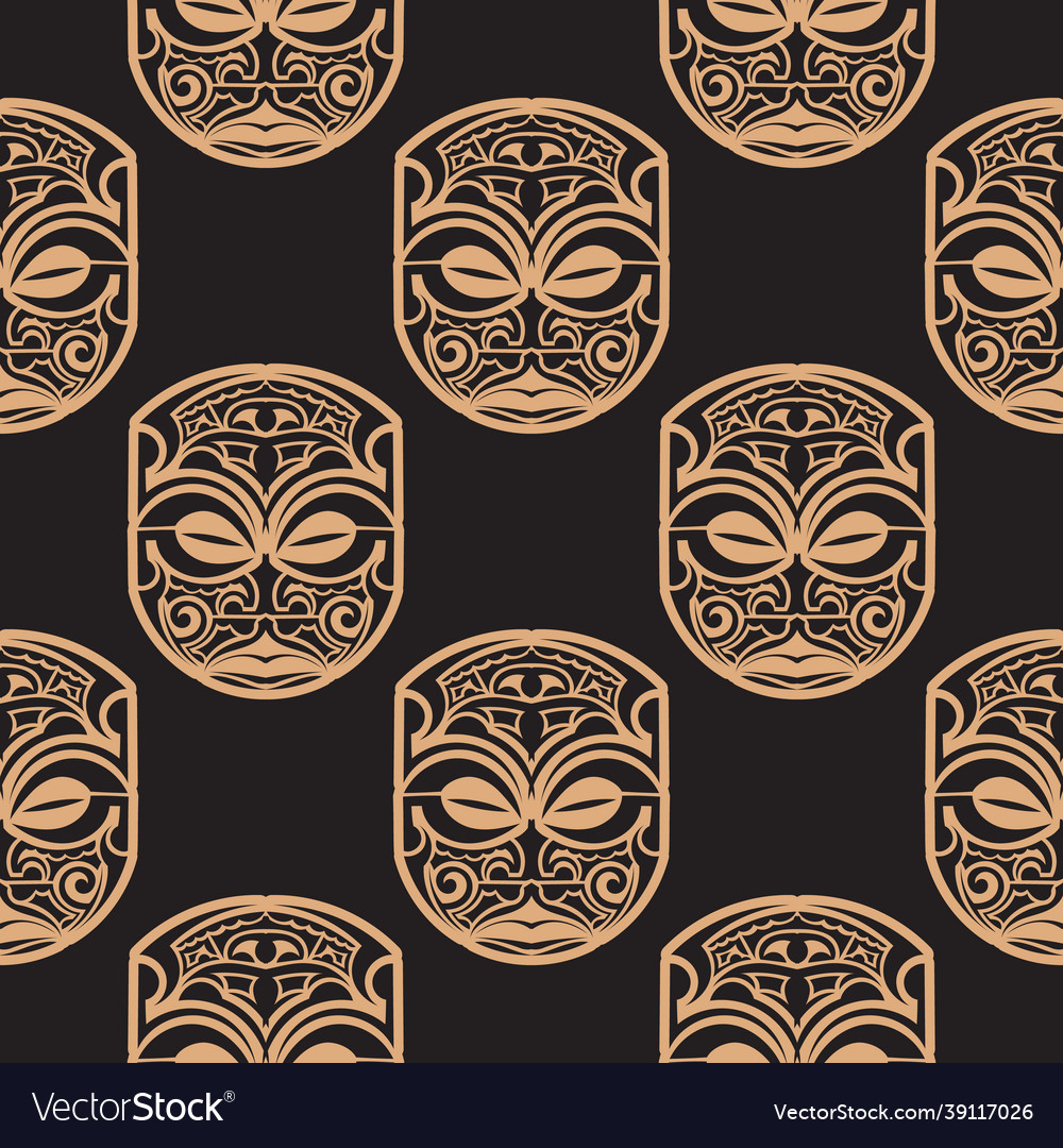 Dark background with masks of the polynesian vector image Dark background with masks of the polynesian