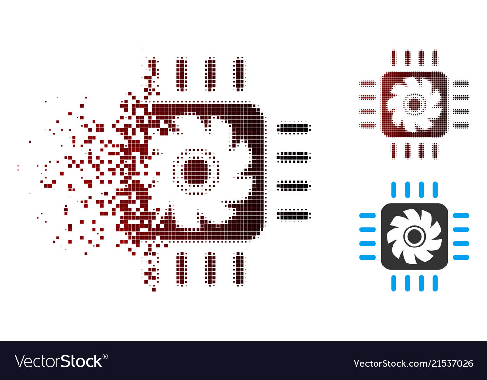 Disintegrating pixel halftone processor cooler vector image Disintegrating pixel halftone processor cooler