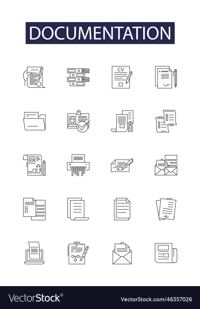 Documentation line icons and signs papers vector image Documentation line icons and signs papers