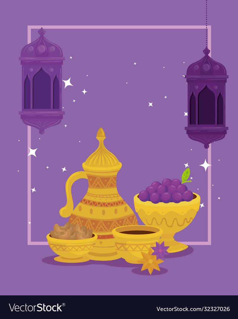 Eid al adha celebration card with set golden jar