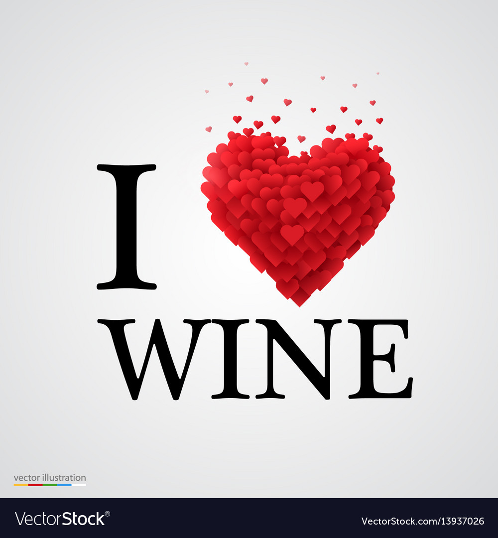 I love wine heart sign Royalty Free Vector Image