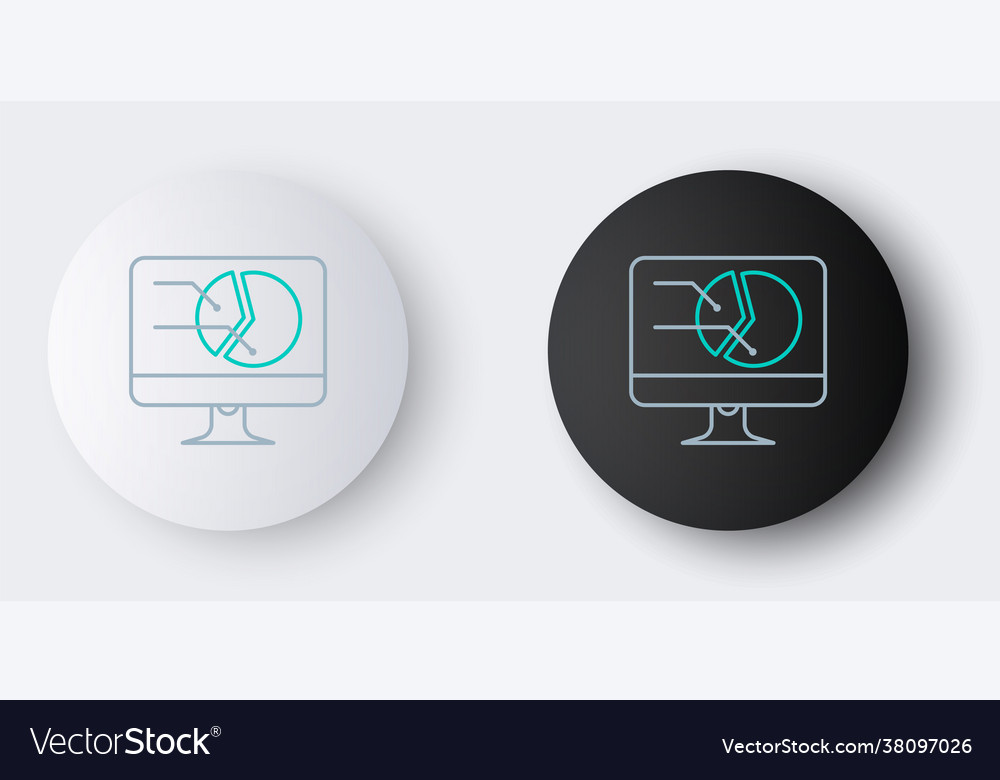 Line computer monitor with graph chart icon Vector Image Line computer monitor with graph chart icon