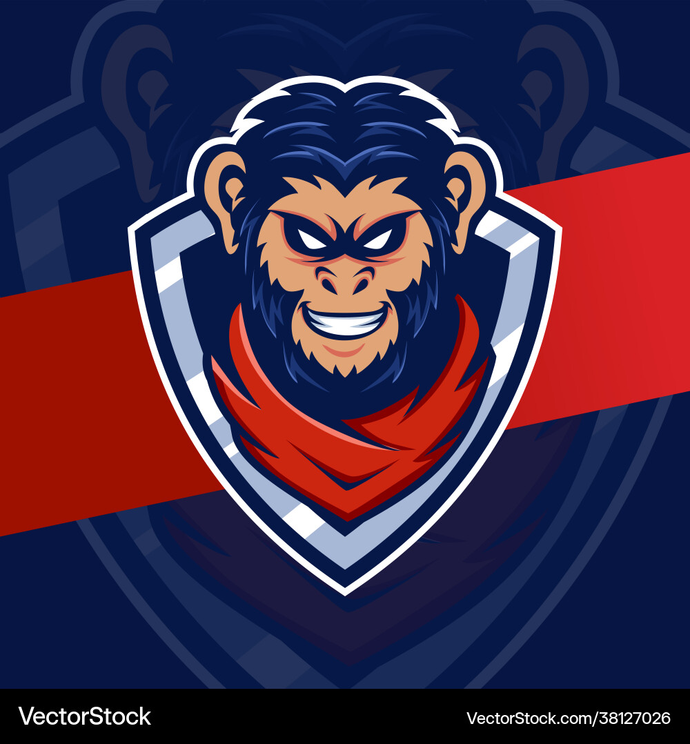 Monkey head mascot esport logo design character Vector Image