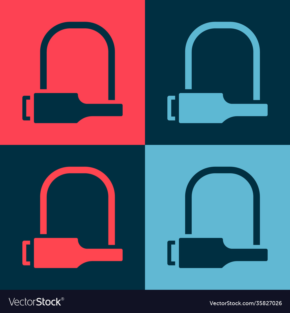 Pop art bicycle lock u shaped industrial icon vector image Pop art bicycle lock u shaped industrial icon