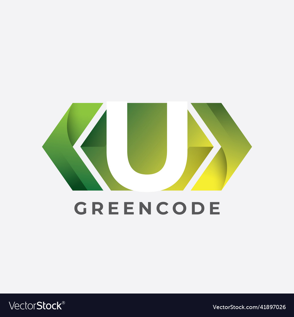Programmer logo with letter u design code icon