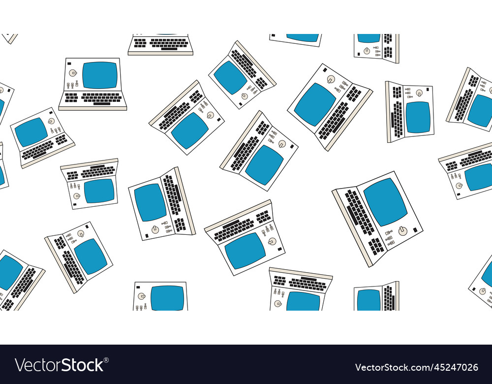 Seamless pattern endless computer with old retro