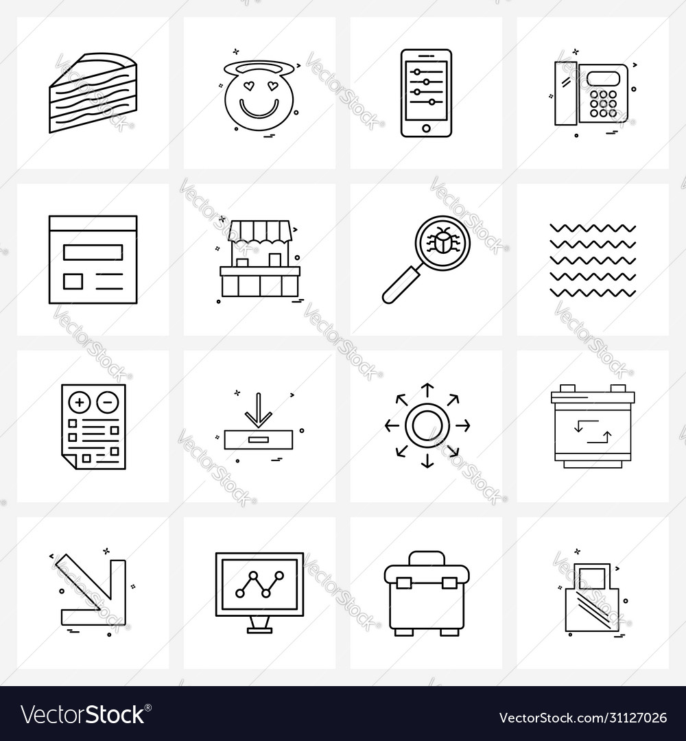 Set 16 simple line icons for web and print