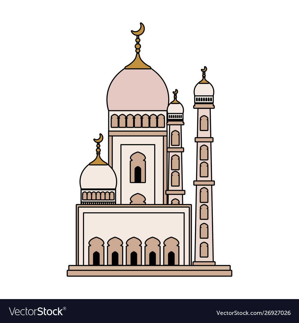 Taj mahal mosque building icon Royalty Free Vector Image