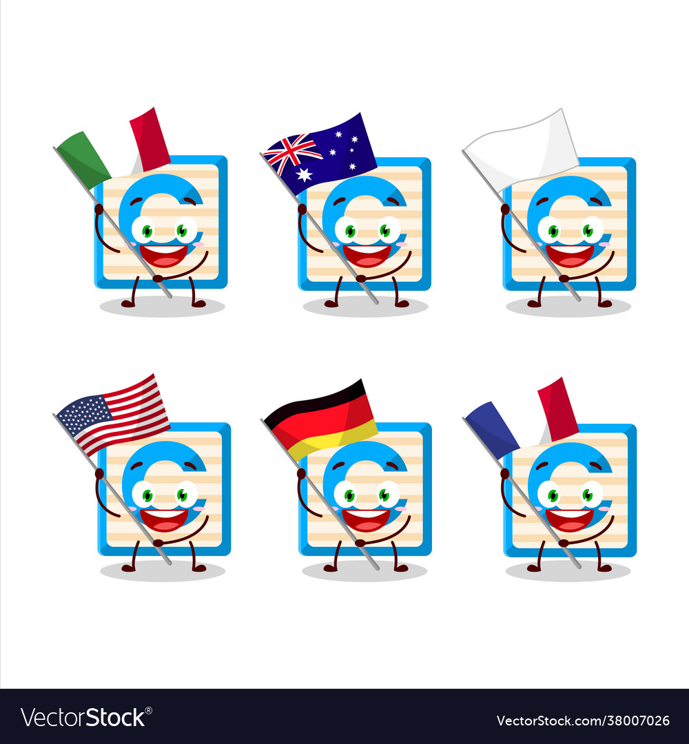 Toy block c bring flags various countries