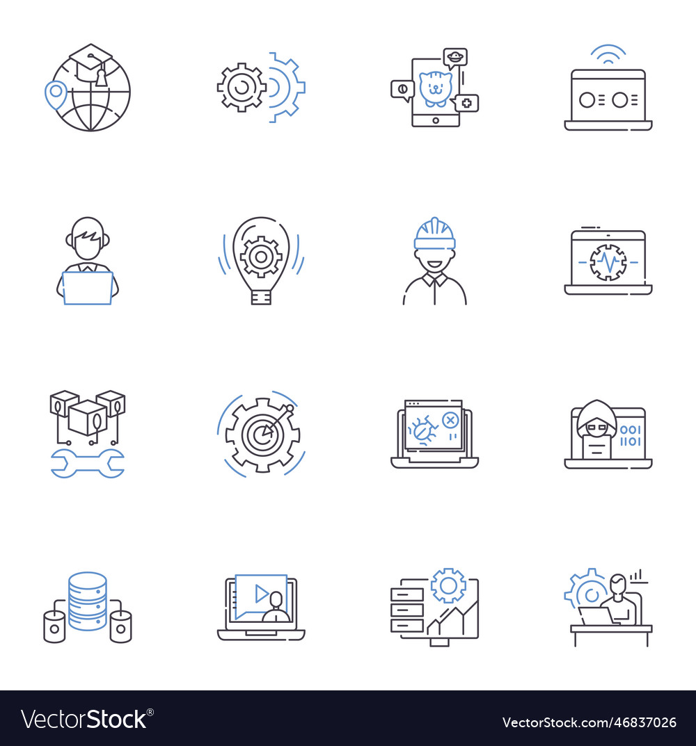 User interface line icons collection vector image User interface line icons collection