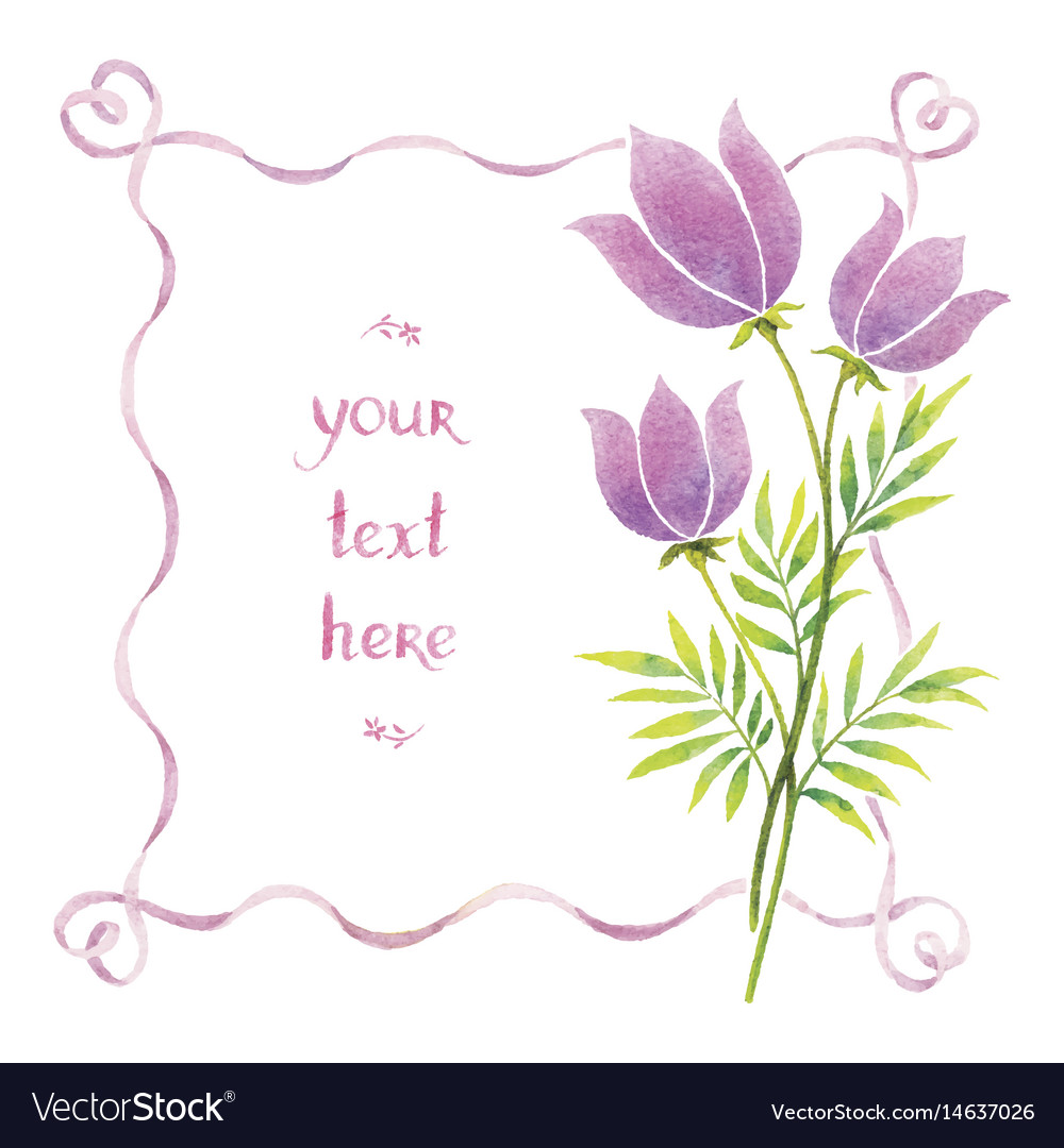 Watercolor flowers and ribbons Royalty Free Vector Image