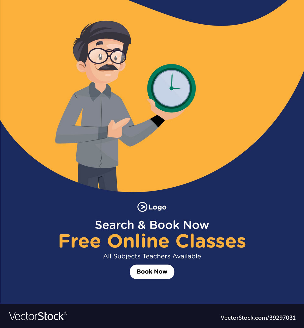 Banner design of free online classes Royalty Free Vector