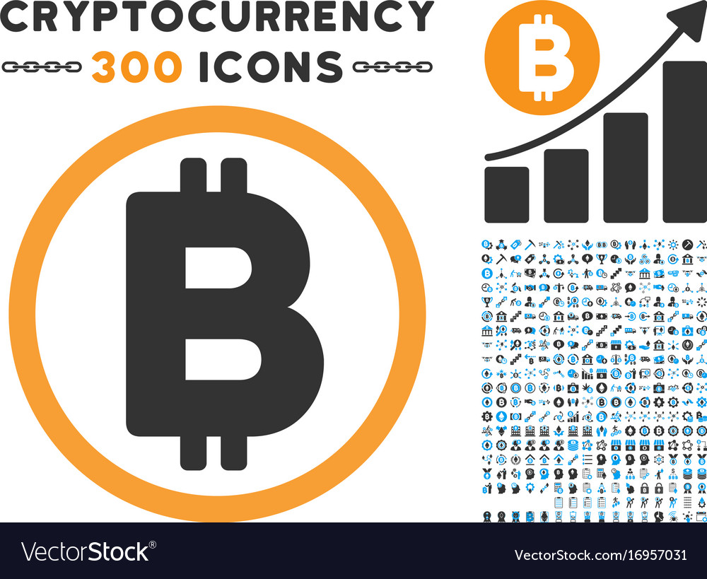 Bitcoin rounded flat icon with set