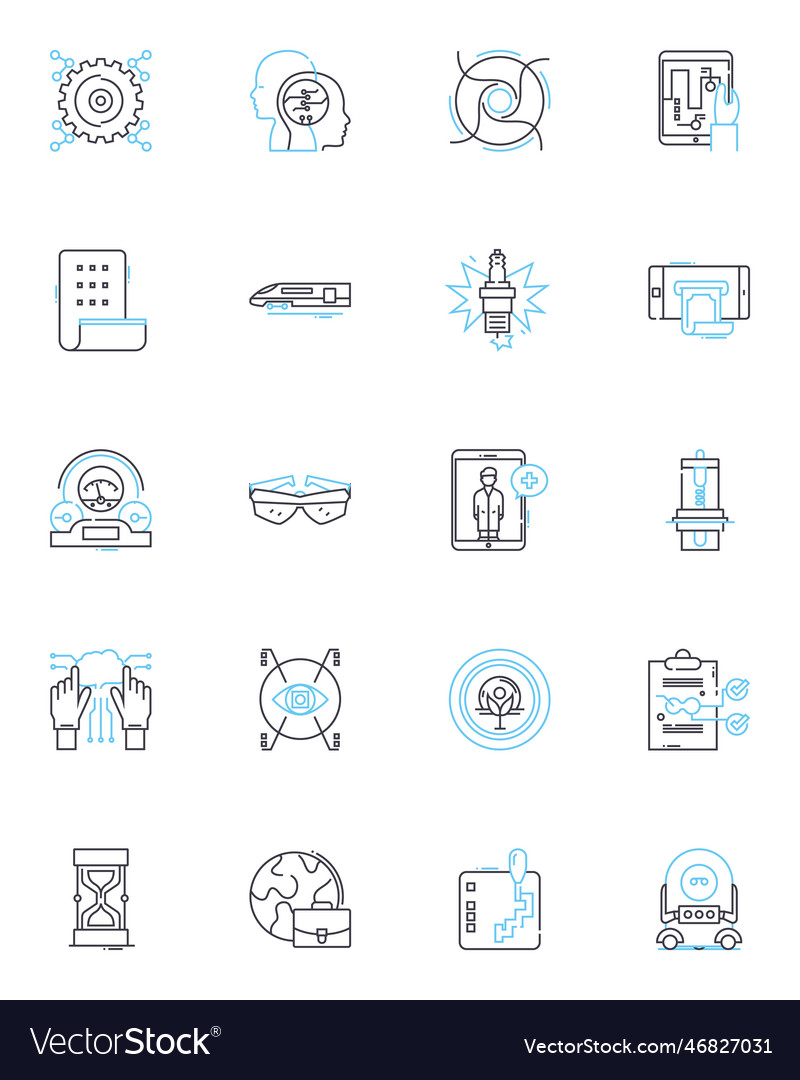 Blockchain technology - blocktech linear icons set Vector Image Blockchain technology - blocktech linear icons set