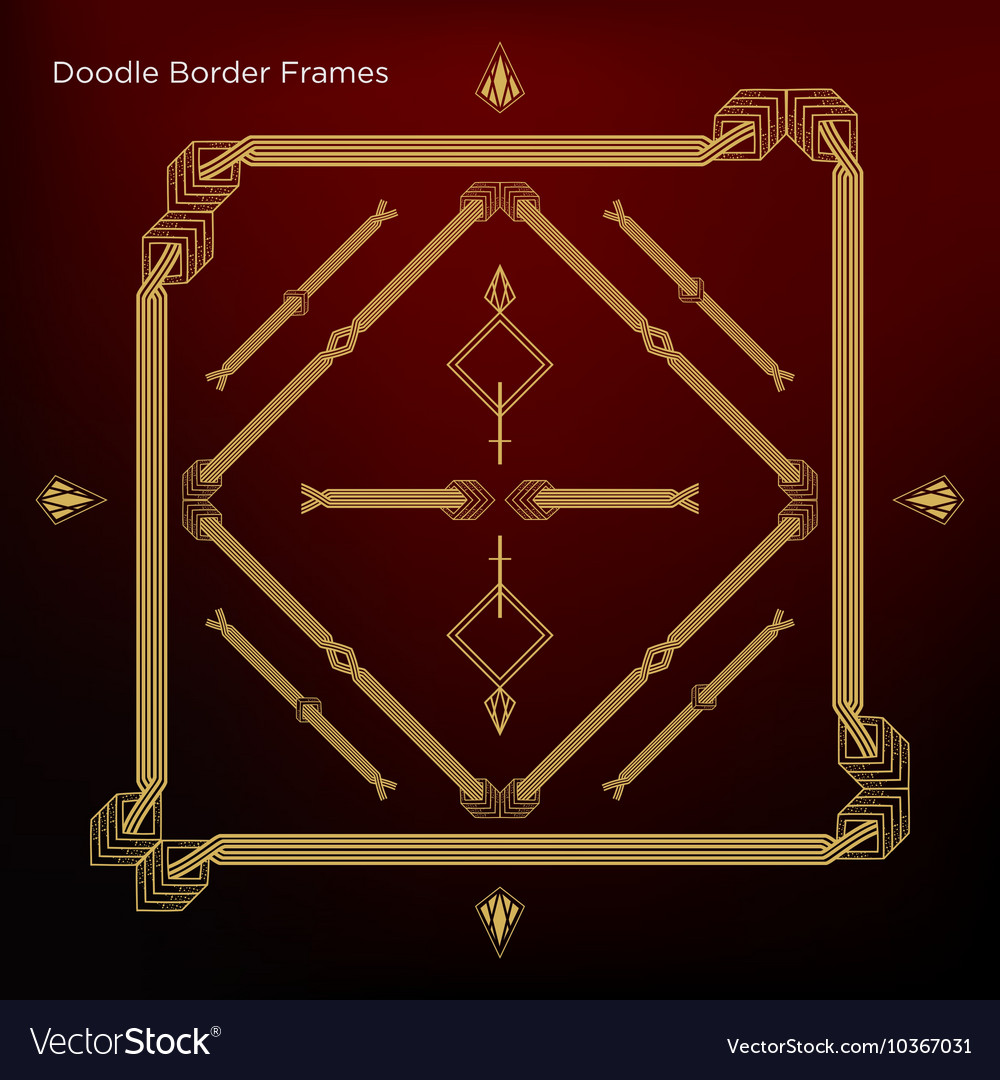 Border frames set and art decor element in vintage