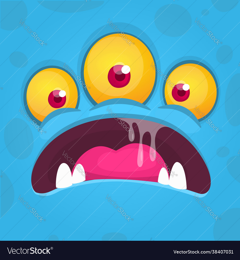 Cartoon Monster Face - Three Eyes