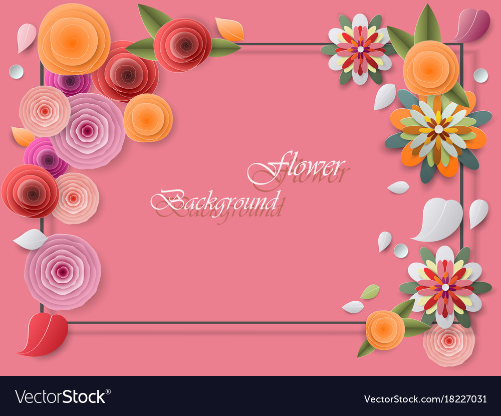 colorful paper flowers and greeting card frames vector image