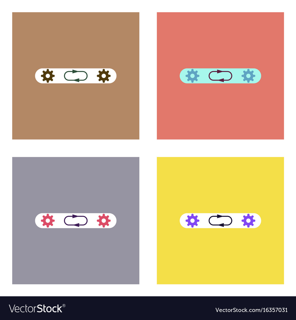 Flat icon design collection gears in process