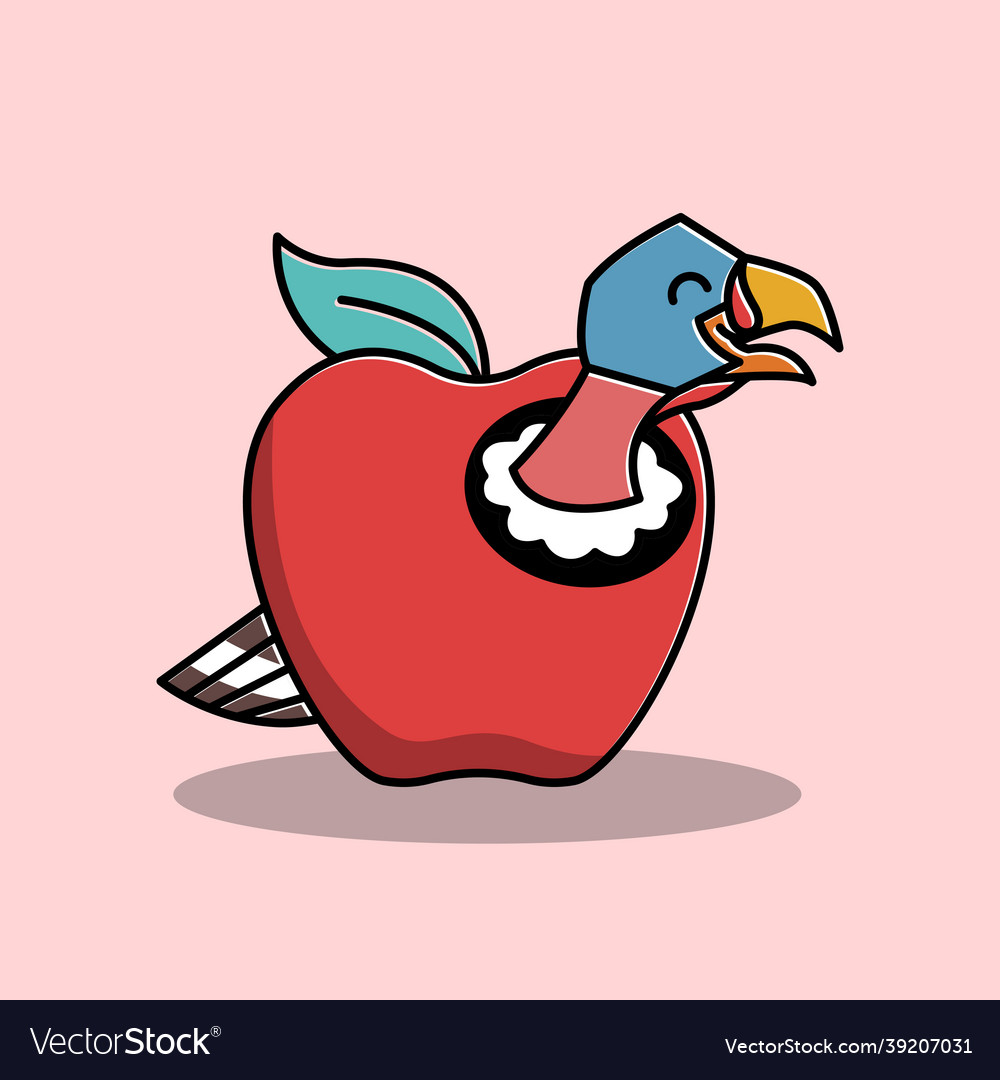 Happy turkey bird inside apple fruit thanksgiving