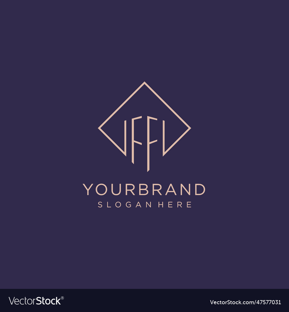 Initials ff logo monogram with rectangle style